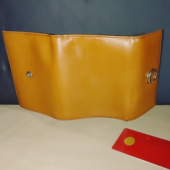 Cartier Panthere Brown Leather Wallet Vintage Silver Interior Peeling Tri Fold - Picture 7 of 14